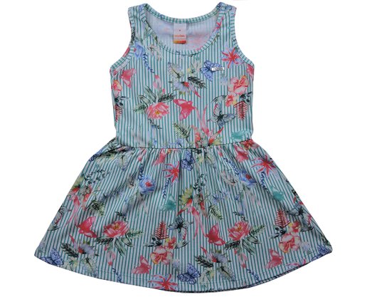 Vestido Femino Infantil Sem Manga Franzido Estampa Floral Com Cinto 10312785 Marisol Verde