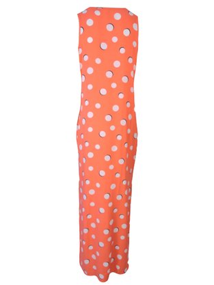Vestido Longo Feminino Adulto Sem Manga Estampado V809T Vila Flor Laranja