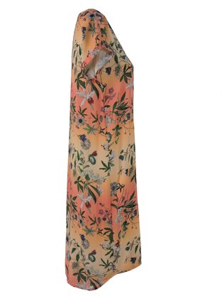 Vestido Midi Feminino Adulto Estampado V488T Vila Flor Laranja E Salmão