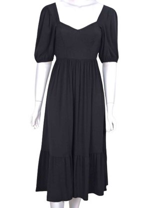 Vestido Midi Em Viscose Feminino Adulto 1.703381 Lecimar Preto