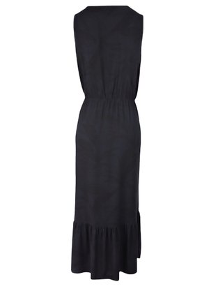 Vestido Midi Feminino Adulto Sem Manga Plus Size Estampado V224T Vila Flor Preto
