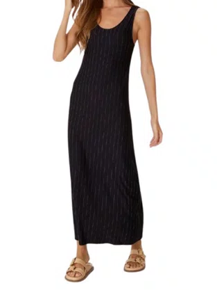 Vestido Midi Feminino Amplo Em Viscose 1000129581 Malwee Preto e Branco