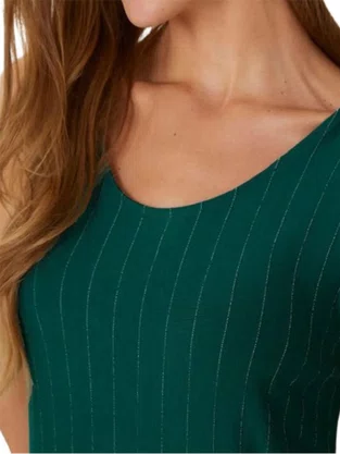 Vestido Midi Feminino Amplo Em Viscose 1000129581 Malwee Verde e Branco