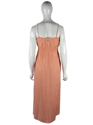 Vestido Midi Feminino Em Viscose 1000121021 Enfim Laranja e Branco