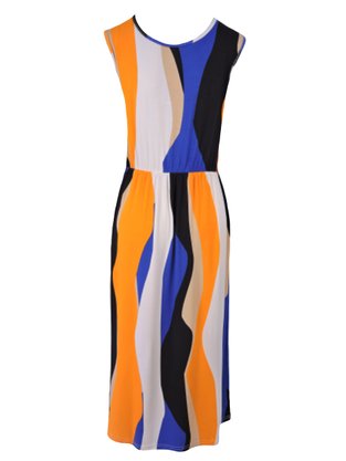 Vestido Midi Regata Plus Size V590M Vila Flor Laranja e Royal