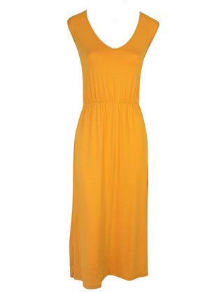 Vestido Midi Regata Plus Size V590M Vila Flor Mostarda Vestido Midi Regata Plus Size V590M Vila Flor Mostarda