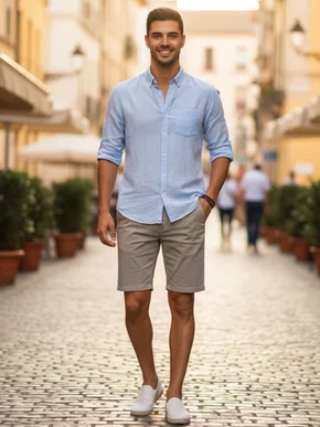 Bermuda De Sarja Masculina Adulto Essencial 3009015 Ogochi Bege