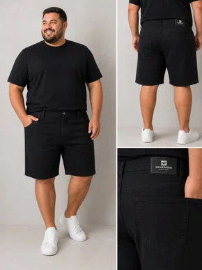 Bermuda De Sarja Masculina Plus Size Newfriend Preto