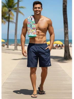 Bermuda Masculina De Tactel Bolsos Com Zíper 560825 Mormaii Marinho