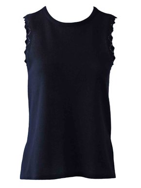 Blusa Em Malha Crochê Feminina Adulto Sem Manga 1.703402 Lecimar Preto