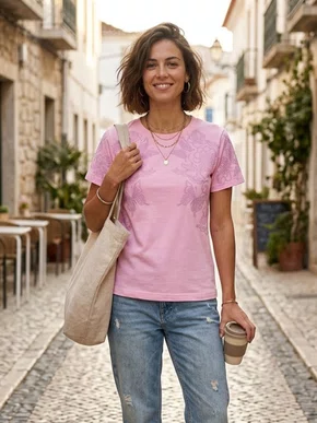 Blusa em Meia Malha Feminina Adulto 1.703395 Lecimar Rosa