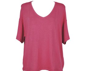 Blusa Feminina Adulto Manga Curta Casual Gola V 4E53 Hering Roxo