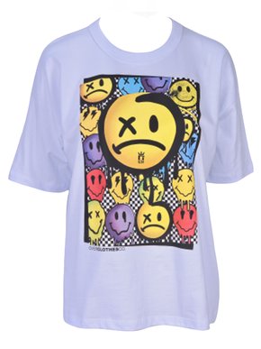 Blusa Feminina Adulto Manga Curta Estampa Emojis Colors 123222004 Over Branco