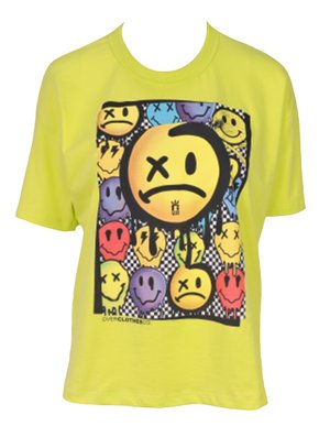 Blusa Feminina Adulto Manga Curta Estampa Emojis Colors 123222004 Over Lima