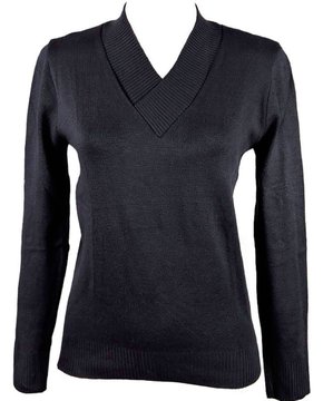 Blusa Feminina Adulto Manga Longa Decote V Lisa Logan Preto