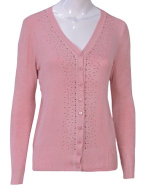 Blusa Feminina Adulto Manga Longa  Detalhe Strass 1663 C&V Collection Rose