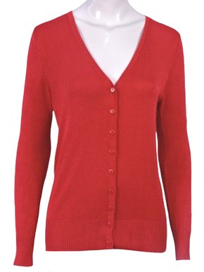 Blusa Feminina Adulto Manga Longa Linha Lisa Com Botão C&V Collection 1662 Vermelho