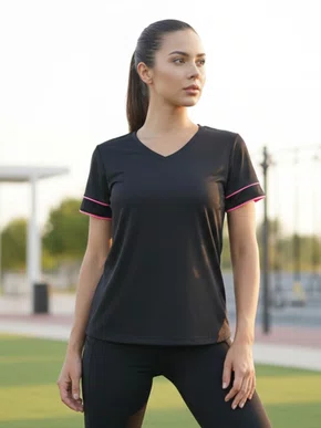 Blusa Manga Curta Aero Dry Feminina 70332 Estilo Do Corpo Preto