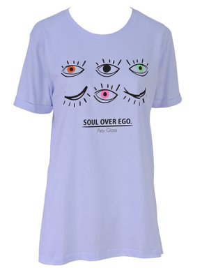 Blusa Manga Curta Feminina Adulta Plus Size Com Estampa Olhos 8857 Paty Gloss Branco