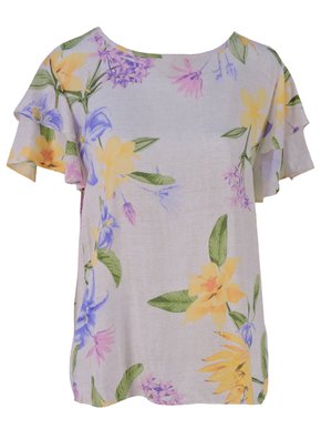 Blusa Manga Curta Feminina Adulto Estampada V560T Vila Flor Off White