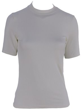 Blusa Manga Curta Feminina Adulto Lisa Gola Alta V561M Vila Flor Creme