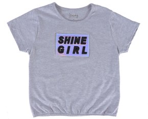 Blusa Manga Curta Feminina Juvenil Detalhe Shine Girl 35650 Young Class Mescla