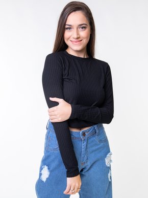 Blusa Manga Longa Feminina Adulto 00086 Lunender Preto