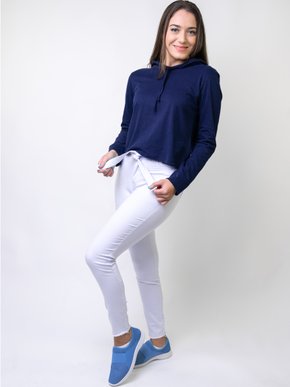 Blusa Manga Longa Feminina Adulto Com Capuz V529M Vila Flor Marinho