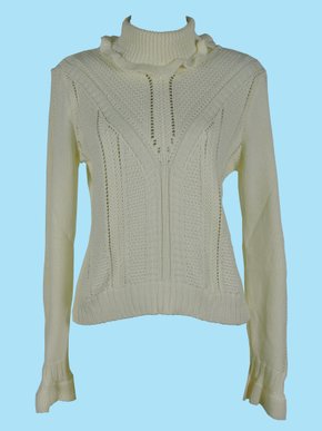 Blusa Manga Longa Feminina Adulta Com Detalhe Punho E Gola Alta LG119 Logan Creme