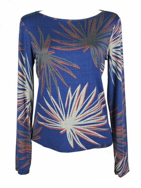 Blusa Manga Longa Feminina Adulta Estampada E Lisa V495M Vila Flor Azul
