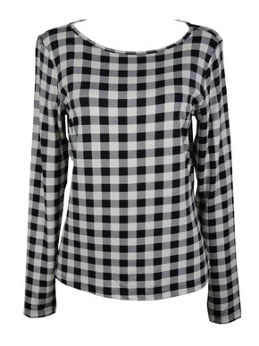 Blusa Manga Longa Feminina Adulta Estampada E Lisa V495M Vila Flor Branco E Preto