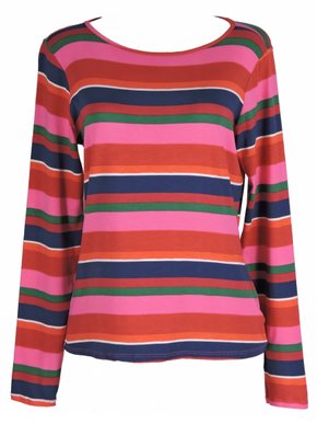 Blusa Manga Longa Feminina Adulto Estampada V495M Vila Flor Vermelho, Rosa E Azul