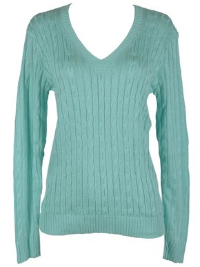 Blusa Manga Longa Tranna Feminina Adulta Com Detalhe Trançado BE126 Logan Verde Água