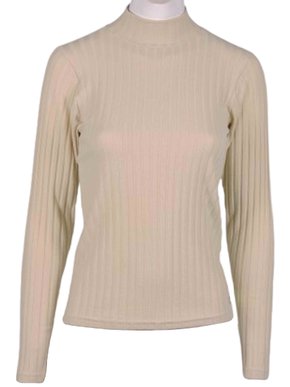 Blusa Canelada Feminina Adulto Gola Alta 7607 Paty Gloss Areia