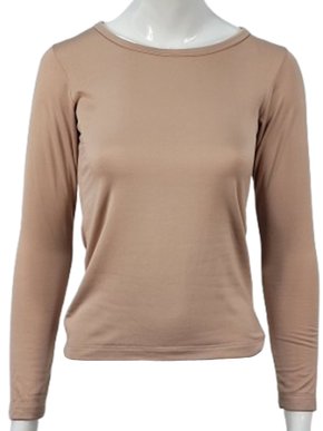 Blusa Térmica Feminina Decote Redondo Ellegante Bege
