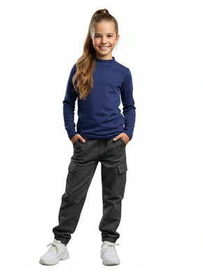 Blusa Térmica Feminina Infantil 4/8 Gola Alta 24805 Dc Têxtil Marinho