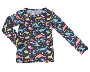 Blusa Térmica Feminina Infantil 1-3 Estampa Dinossauro 24014 Dc Têxtil Preto
