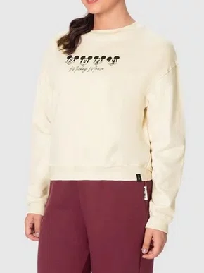 Blusão Amplo Feminino Estampa Mickey 1000137362 Malwee Off White
