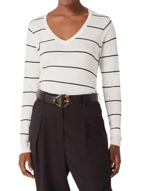 Blusão De Lã Feminino Adulto Com Punho K0WJ Hering Branco e Preto