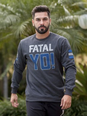 Blusão De Moletom Masculino Adulto Detalhe Manga Estampa Fatal You !19025 Fatal Grafite