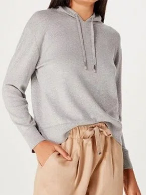 Blusão Feminino Adulto Com Capuz Tricô Liso K4KB Hering Cinza Mescla