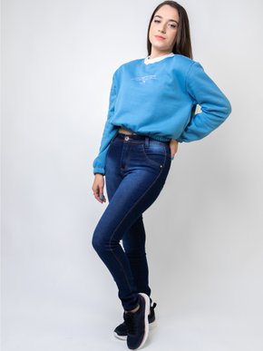 Blusão Feminino Adulto Moletom Cropped 4304 Paty Gloss Azul
