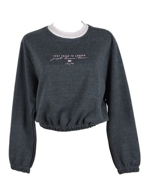 Blusão Feminino Adulto Moletom Cropped 4304 Paty Gloss Grafite