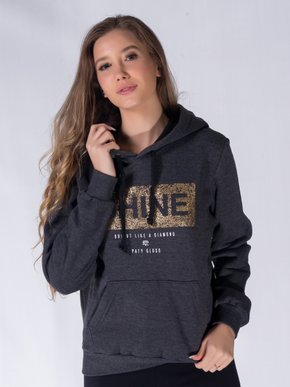 Blusão De Moletom Feminino Com Estampa7938 Paty Gloss Grafite