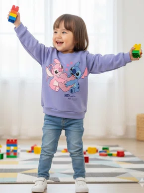 Blusão Moletom Feminino Infantil 4-8 Stitch Cool 1000127767 Malwee Lilás