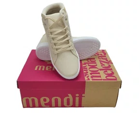 Bota Feminina Juvenil Casual Holográfico MDIBK80 Mendii Creme e Dourado