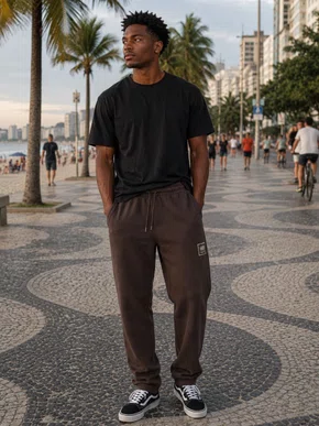 Calça de Moletom Tradicional Masculina 30939 Fatal Marrom