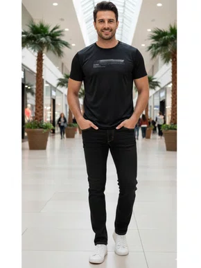 Calça Jeans Masculina Adulto Com Lycra Ferju Preto