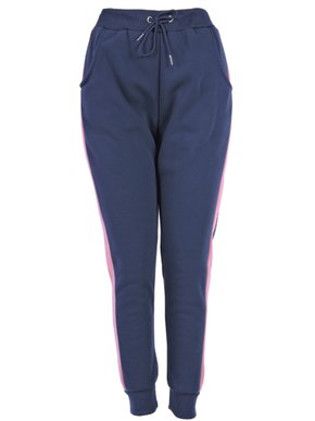 Calça Moletom Feminina Adulta Detalhe Listra Lateral CFM-800 Blue Tech Marinho