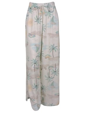 Calça Pantalona Feminina Adulto Estampada 1000114665 Malwee Off White